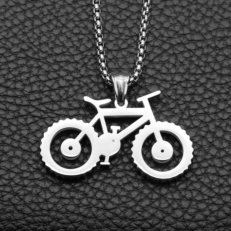 Stainless Steel Bicycle Pendant Necklace Jewelry