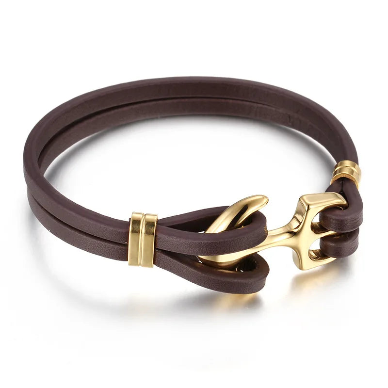 Retro Anchor Hand-Woven Leather Bracelet Jewelry