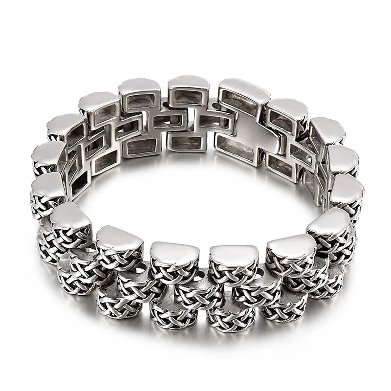 Thick Retro Totem Pattern Men's Titanium Steel Bracelet