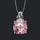 Pink Crystal Zircon Diamond Pendant Necklace for Women Silver Choker Jewelry