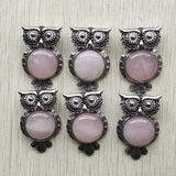 Pink Quartz Owl Pendants for Jewelry Making 12pcs/lot