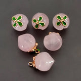 Pink Peach Pendants Natural Rose Quartaz Stone Copper Edging Necklace Jewelry