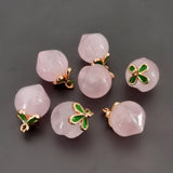 Pink Peach Pendants Natural Rose Quartaz Stone Copper Edging Necklace Jewelry