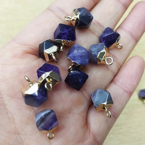 Faceted Purple Crystal Point Pendant, Amethyst Charms for Earring Jewelry