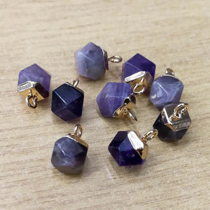 Faceted Purple Crystal Point Pendant, Amethyst Charms for Earring Jewelry