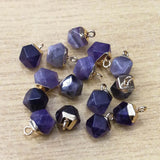 Faceted Purple Crystal Point Pendant, Amethyst Charms for Earring Jewelry