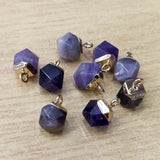 Faceted Purple Crystal Point Pendant, Amethyst Charms for Earring Jewelry