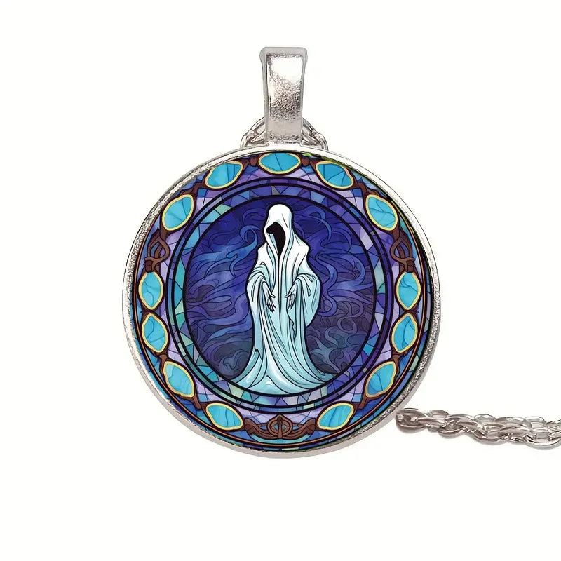 Retro Ghost Crystal Pendant for Halloween Christmas