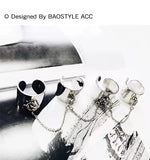 Punk Tide Smooth Surface Chain 4 Rings with Open Finger Ring
