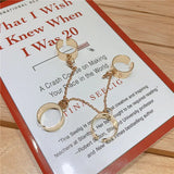 Punk Tide Smooth Surface Chain 4 Rings with Open Finger Ring