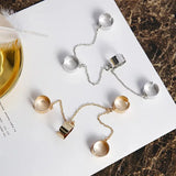 Punk Tide Smooth Surface Chain 4 Rings with Open Finger Ring