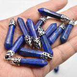 Lapis Lazuli Pillar Charms Pendants 10x32mm 24pcs/lot