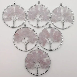 12pcs Tree of Life Chakra Reiki Healing Rose Stone Pendant