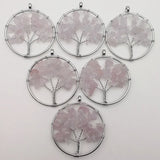 12pcs Tree of Life Chakra Reiki Healing Rose Stone Pendant