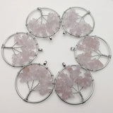12pcs Tree of Life Chakra Reiki Healing Rose Stone Pendant