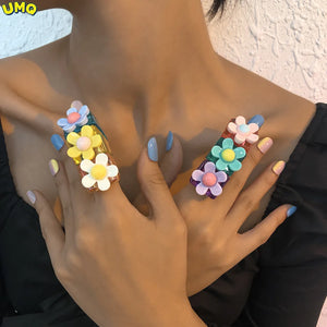 Candy Flower Girl Heart Ring Resin Geometric Bracelet