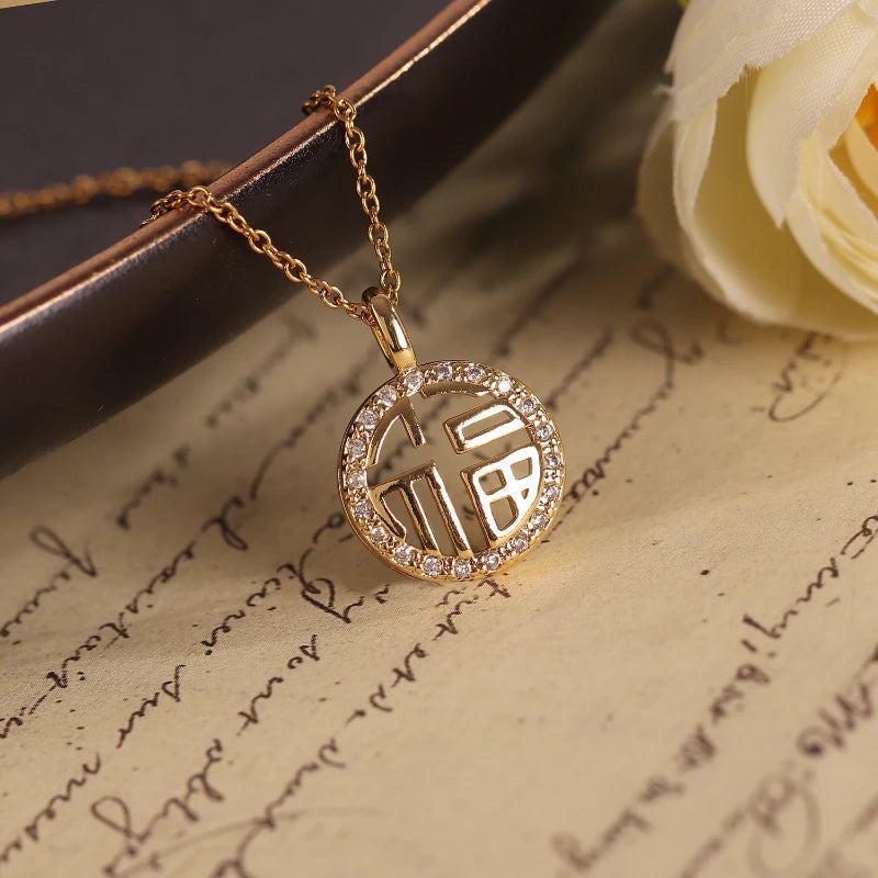 Retro Blessing Pendant Necklace Plating Cold Wind Fairy Clavicle Chain