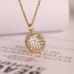 Retro Blessing Pendant Necklace Plating Cold Wind Fairy Clavicle Chain
