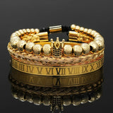 Retro Stainless Steel Crown Weave Bracelet Set for Men