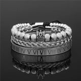 Retro Stainless Steel Crown Weave Bracelet Set for Men