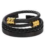 Retro Square Stainless Steel Bracelets Hip-Hop Bracelet Set