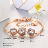 Silver Zircon Bangle Bracelet with Rhinestone Charm