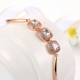 Silver Zircon Bangle Bracelet with Rhinestone Charm