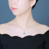 Royal Crown Green Crystal Emerald Gemstone Diamond Pendant Necklace