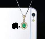Royal Crown Green Crystal Emerald Gemstone Diamond Pendant Necklace