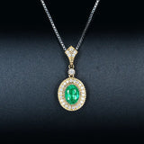 Royal Crown Green Crystal Emerald Gemstone Diamond Pendant Necklace