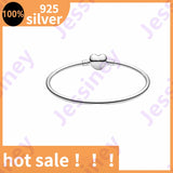 Silver Bracelet Snake Chain Heart Clasp for Charms Beads DIY Jewelry