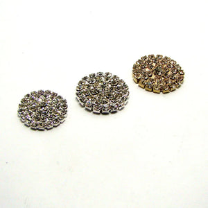 30pcs Silver Rhinestone Round Flatback Buttons 20mm/22mm Garment Ornaments
