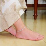 925 Sterling Silver Double Chain Anklets with Bell for Women