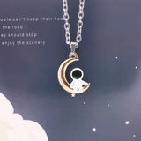 Moon Star Border Spaceman Astronaut Pendant Necklace