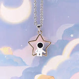 Moon Star Border Spaceman Astronaut Pendant Necklace