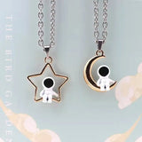 Moon Star Border Spaceman Astronaut Pendant Necklace
