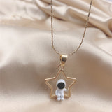 Moon Star Border Spaceman Astronaut Pendant Necklace