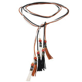 Tassel Choker Necklace Long Sweater Chain Bowknot Leather Rope Dress Belt