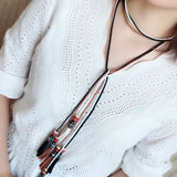 Tassel Choker Necklace Long Sweater Chain Bowknot Leather Rope Dress Belt