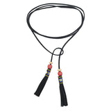 Tassel Choker Necklace Long Sweater Chain Bowknot Leather Rope Dress Belt