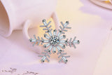 S925 Silver CZ Crystal Snowflower Brooch for Women