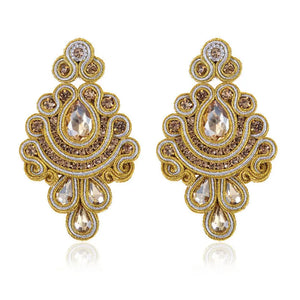 Soutache Earrings Ethnic Boho Crystal Weaving Drop Earrings
