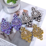 Soutache Earrings Ethnic Boho Crystal Weaving Drop Earrings