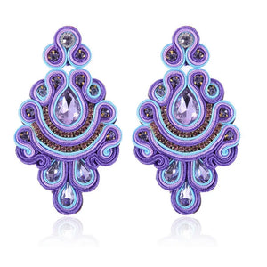Soutache Earrings Ethnic Boho Crystal Weaving Drop Earrings