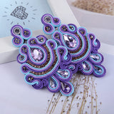Soutache Earrings Ethnic Boho Crystal Weaving Drop Earrings