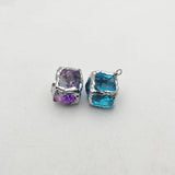 6pc Square Silver Plated Necklace Pendants for Jewelry Making