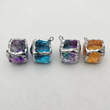 6pc Square Silver Plated Necklace Pendants for Jewelry Making