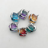 6pc Square Silver Plated Necklace Pendants for Jewelry Making