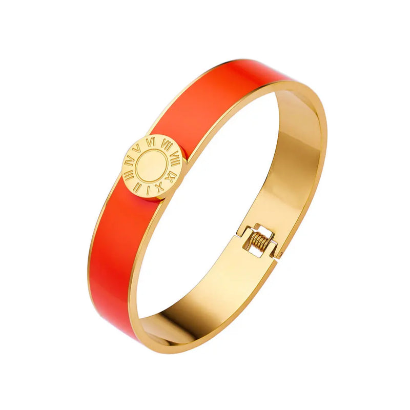 Women's Enamel Titanium Steel Bangle Roman Figure 18k Jewelry