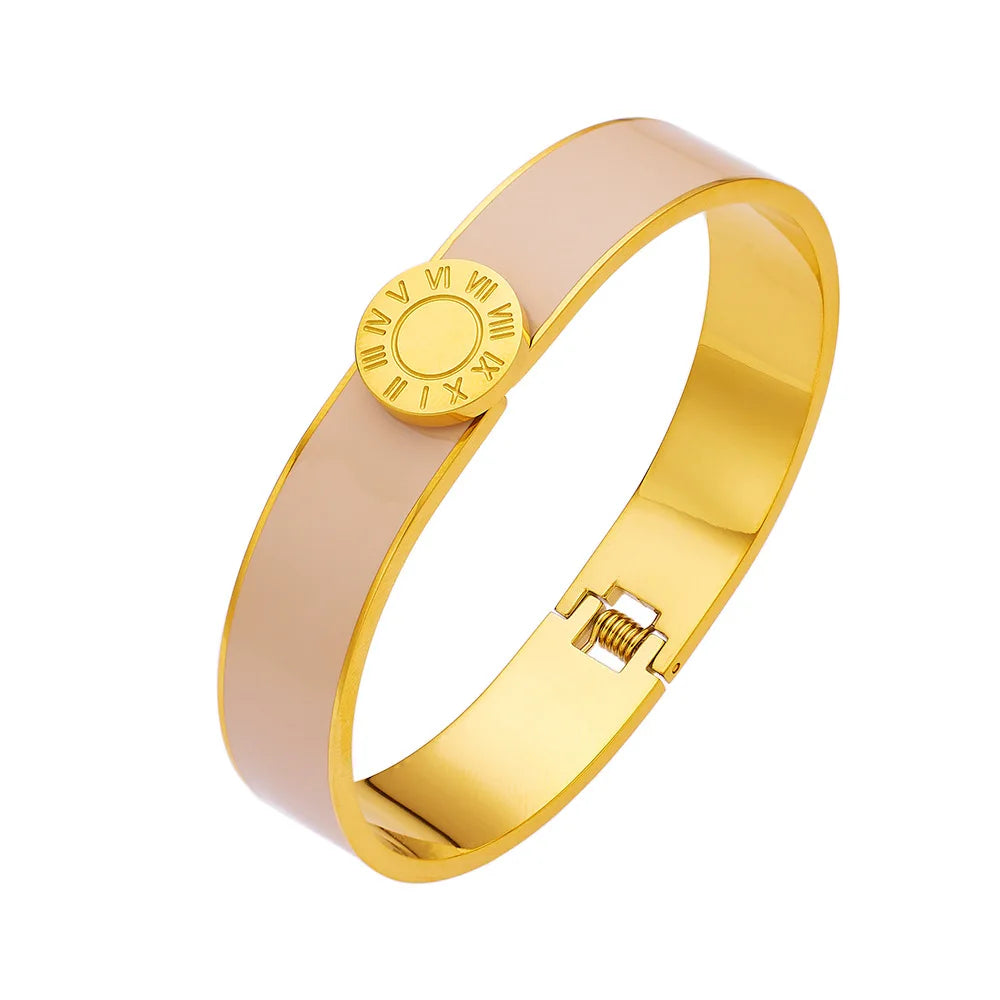 Women's Enamel Titanium Steel Bangle Roman Figure 18k Jewelry